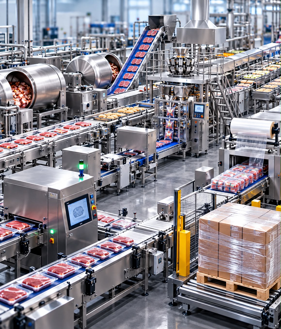 Línea industrial de procesamiento y empaque de alimentos