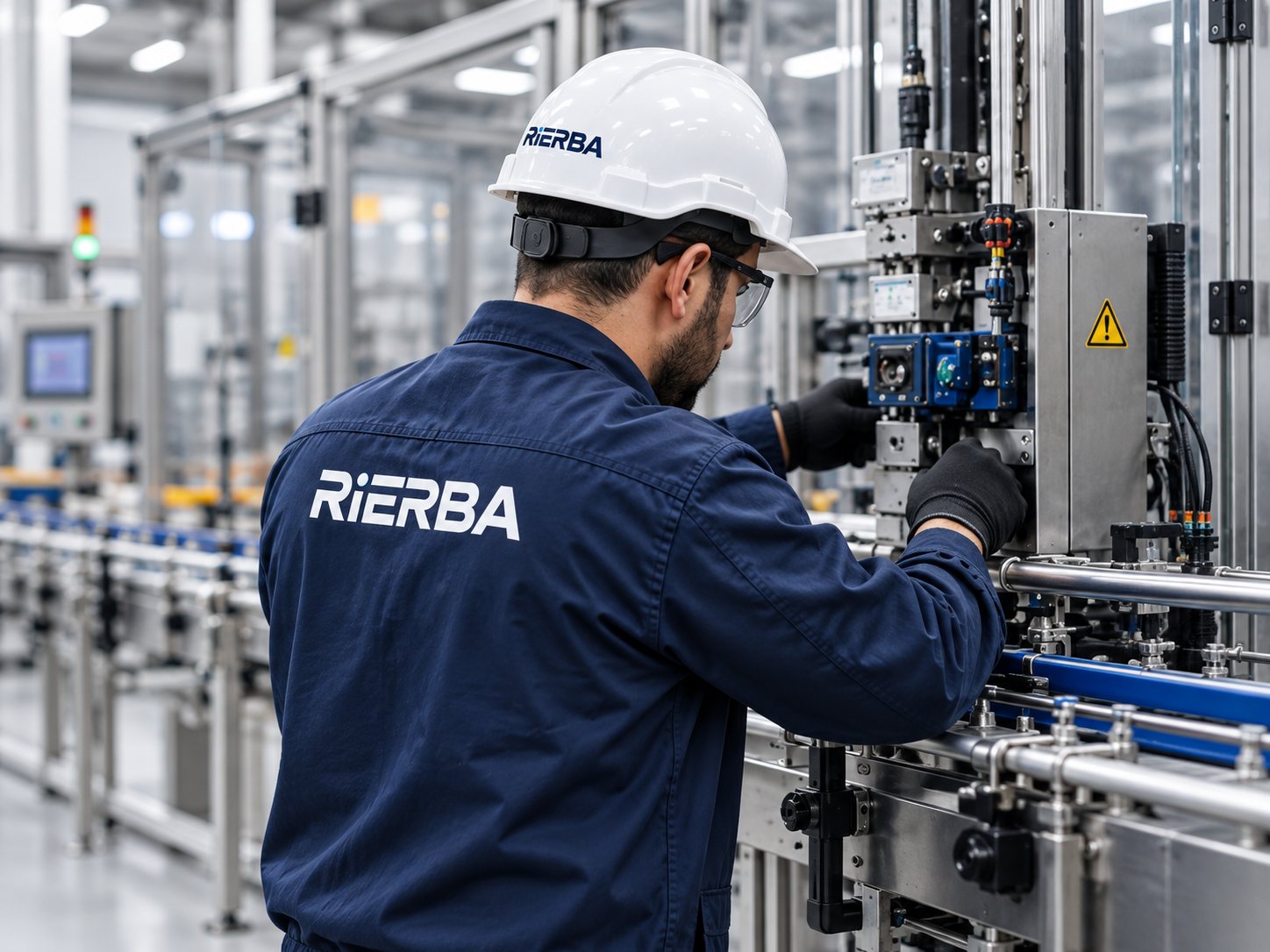 Imagen ilustrativa de técnico con uniforme RIERBA realizando mantenimiento industrial